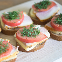 Image showing sandwiches on a board