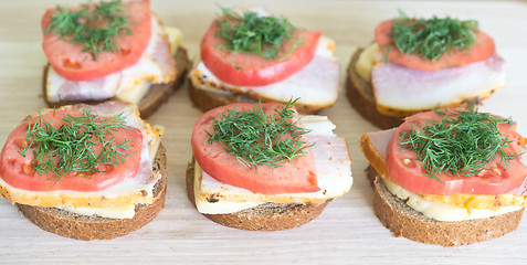 Image showing sandwiches on a board