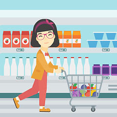 Image showing Customer with trolley vector illustration.