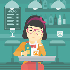 Image showing Woman drinking at the bar vector illustration.