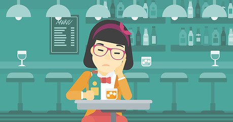 Image showing Woman drinking at the bar vector illustration.