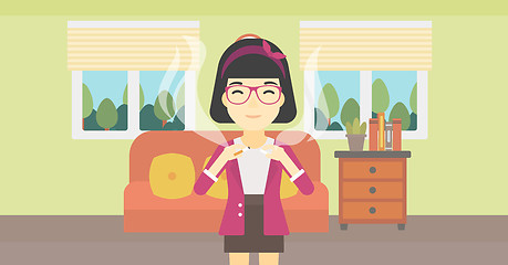 Image showing Young woman quitting smoking vector illustration.