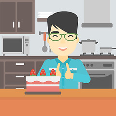 Image showing Man looking at cake with temptation.