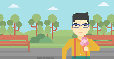 Image showing Man eating ice cream vector illustration.