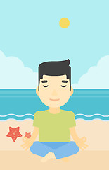 Image showing Man meditating in lotus pose vector illustration.