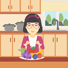 Image showing Woman with fresh fruits vector illustration.