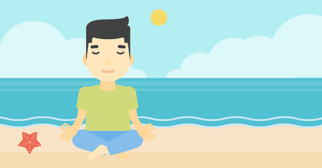 Image showing Man meditating in lotus pose vector illustration.