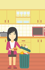 Image showing Woman throwing junk food vector illustration.