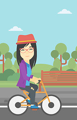 Image showing Woman riding bicycle vector illustration.