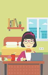 Image showing Woman eating hamburger vector illustration.