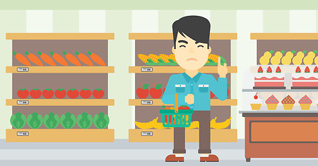 Image showing Man refusing junk food vector illustration.