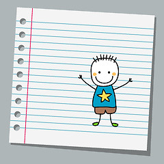 Image showing notebook paper with little boy