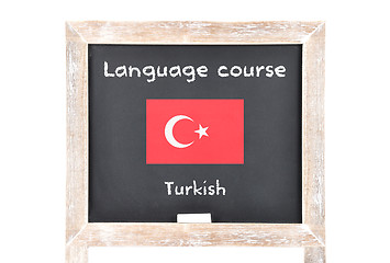 Image showing Language course with flag on board