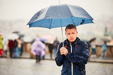 Image showing Man in rainy day