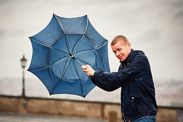 Image showing Man in rainy day