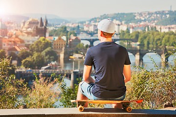 Image showing Skateboarder in the city