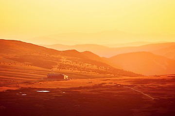 Image showing Mountains at the amazing sunset