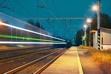 Image showing Railway station at the night