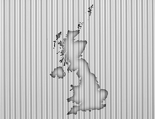 Image showing Map of Great Britain on corrugated iron