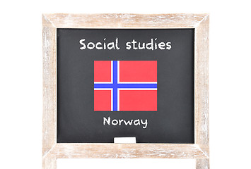 Image showing Social studies with flag on board