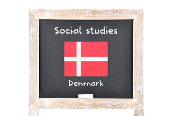 Image showing Social studies with flag on board