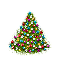 Image showing Christmas Tree Decorated Colorful Balls