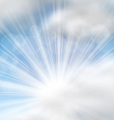 Image showing Cloudscape Background with Sun Rays