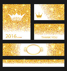 Image showing Collection of Gleam Cards. Decorative Golden Surfaces 