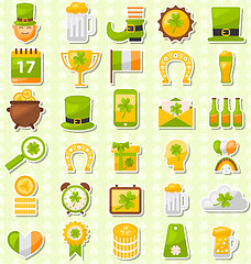 Image showing Modern Flat Design Icons for Saint Patrick\'s Day, Collection Hol