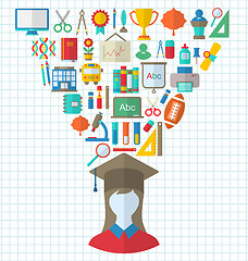 Image showing Set of Education Flat Colorful Icons