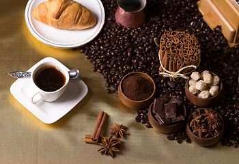Image showing Coffee arrangement on a table