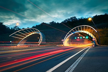 Image showing Highway tunnel at night