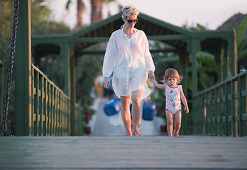 Image showing girl and mother walking