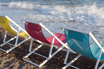 Image showing colorful beach chairs