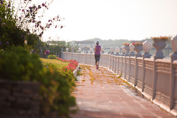 Image showing sporty woman jogging