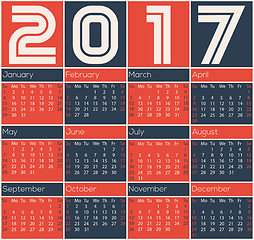 Image showing Simple 2017 calendar design