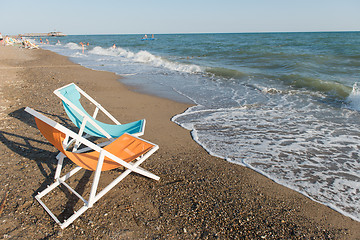 Image showing colorful beach chairs