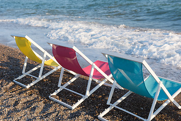 Image showing colorful beach chairs