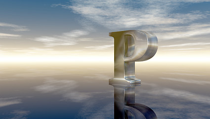 Image showing metal uppercase letter p under cloudy sky - 3d rendering