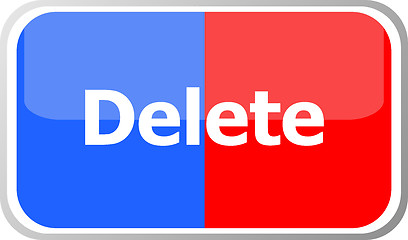 Image showing delete word on vector web button icon isolated on white. flat icon vector illustration.