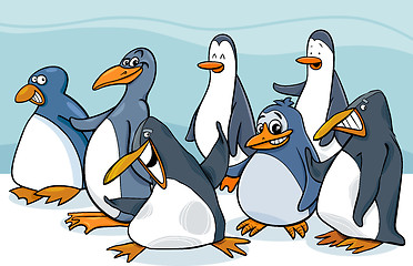 Image showing penguins group cartoon