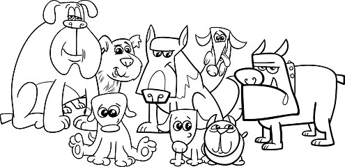 Image showing dogs group coloring book