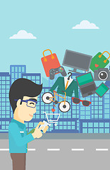 Image showing Man making purchases online vector illustration.