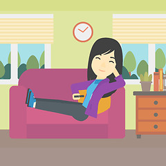 Image showing Woman lying on sofa vector illustration.