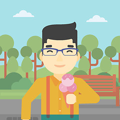 Image showing Man eating ice cream vector illustration.