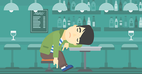 Image showing Man sleeping in bar.