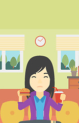 Image showing Woman eating hamburger vector illustration.
