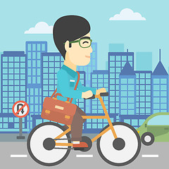 Image showing Man riding bicycle vector illustration.