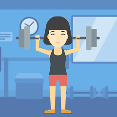 Image showing Woman lifting barbell vector illustration.