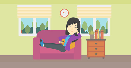 Image showing Woman lying on sofa vector illustration.